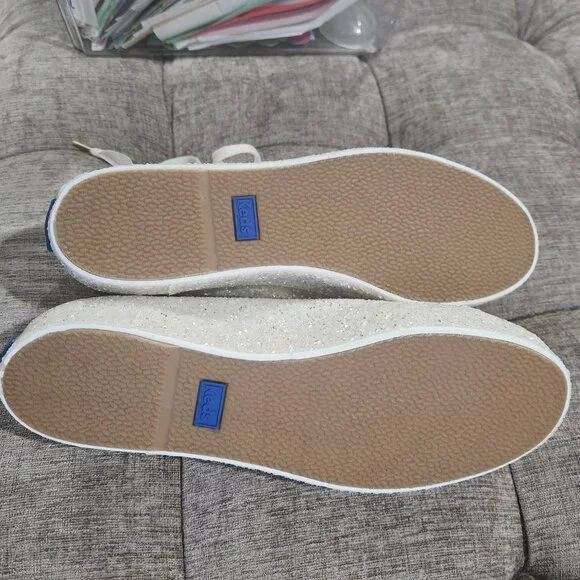 Kate Spade x Keds truly all over glitter sneakers Ivory/Cream Size 9 - Picture 2 of 13